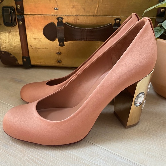 Tory Burch Ciara rosebud jeweled heel shoes 9 - Picture 7 of 11